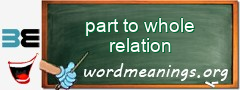 WordMeaning blackboard for part to whole relation